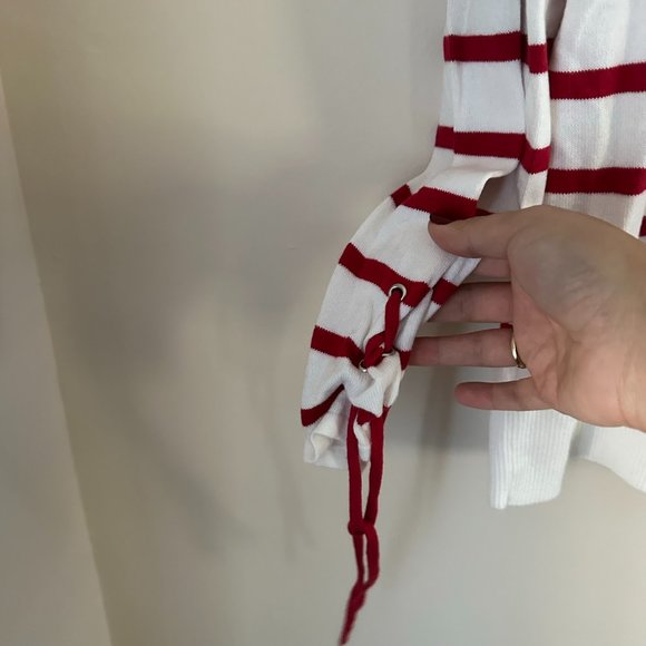Anthropologie Red and White Nautical V Neck Sweater - Picture 2 of 4